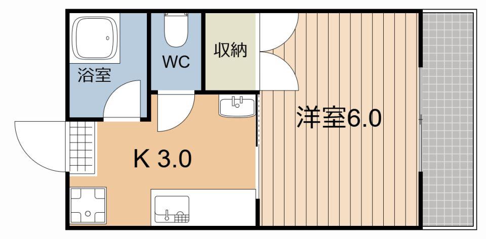 クリーンハイツ(1K/3階)の間取り写真