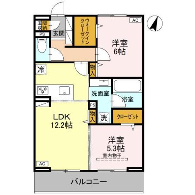 KOAひばりヶ丘(2LDK/2階)の間取り写真