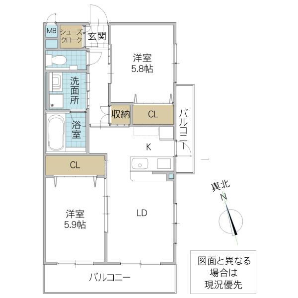SYマンション(2LDK/1階)の間取り写真