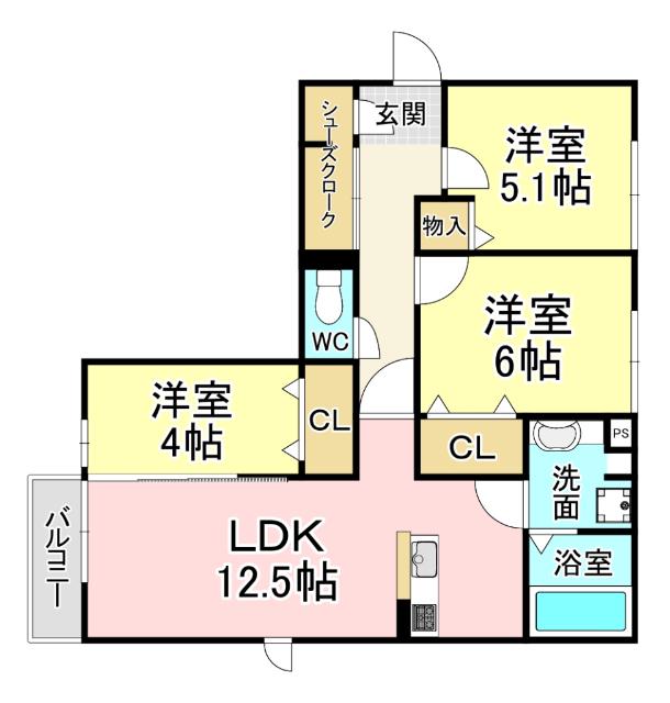 クラポンテMV(3LDK/2階)の間取り写真
