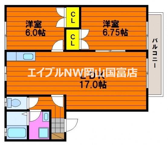 ベルデ高石 B棟(2LDK/2階)の間取り写真