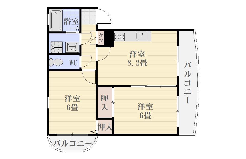 サニーヒルK(2DK/2階)の間取り写真