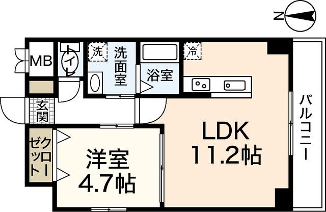 ルネス・クレアーレヴェント(1LDK/1階)の間取り写真