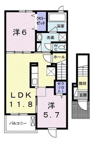 カレントレジデンス BE(2LDK/2階)の間取り写真