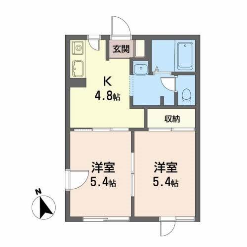 クイーンズハウス(2DK/1階)の間取り写真