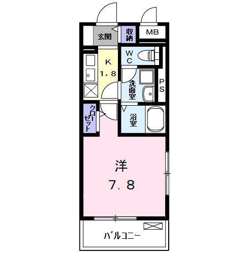 ハーモニーハイツ高畑(1K/1階)の間取り写真