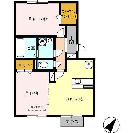 コンフォール(2DK/1階)の間取り写真