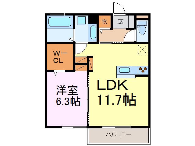 ハピネス(1LDK/1階)の間取り写真