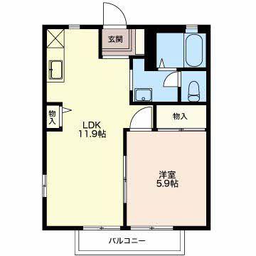 ディアス リング(1LDK/2階)の間取り写真