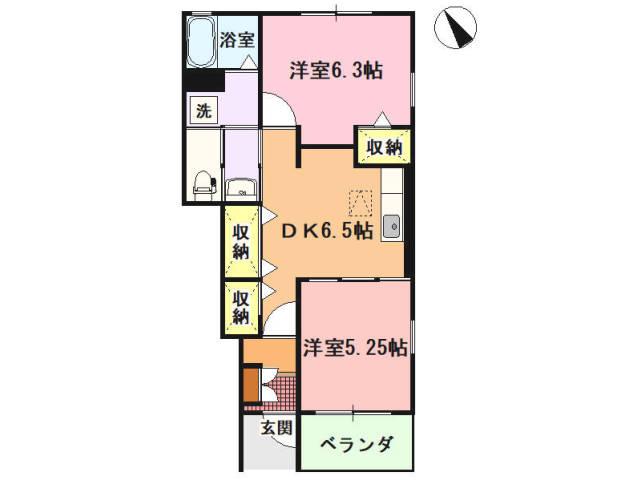ラッフィナートS(2DK/1階)の間取り写真