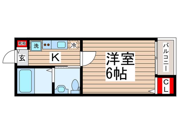 リベルテ船橋夏見(1K/1階)の間取り写真