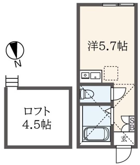 アーヴェル東白楽(ワンルーム/2階)の間取り写真