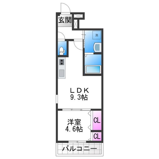 フジパレス松虫通ウエスト(1LDK/3階)の間取り写真
