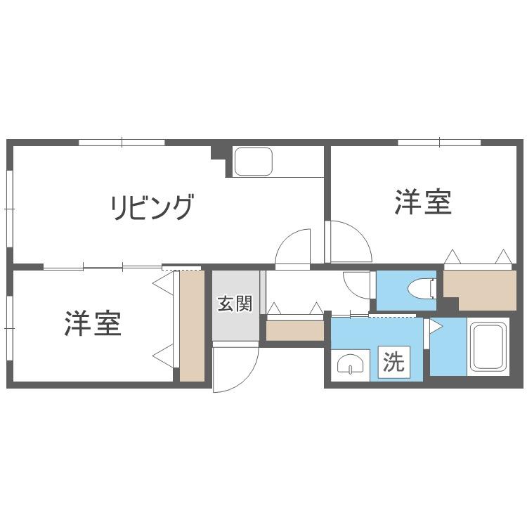 ラフィーネ西町(2LDK/1階)の間取り写真