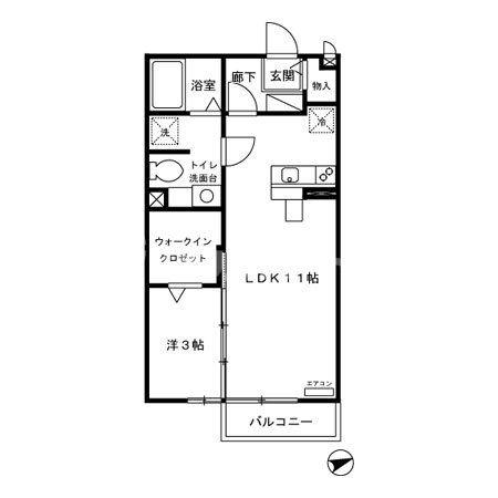 モナリエ平和台II(1LDK/2階)の間取り写真