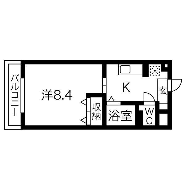 有玉北クローバービル(1K/2階)の間取り写真
