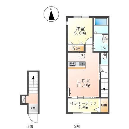 尼崎市西昆陽2丁目アパート(1LDK/2階)の間取り写真