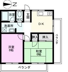 秋元マンション(2DK/2階)の間取り写真