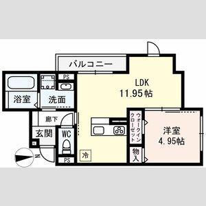 コンフォール畝傍(1LDK/2階)の間取り写真