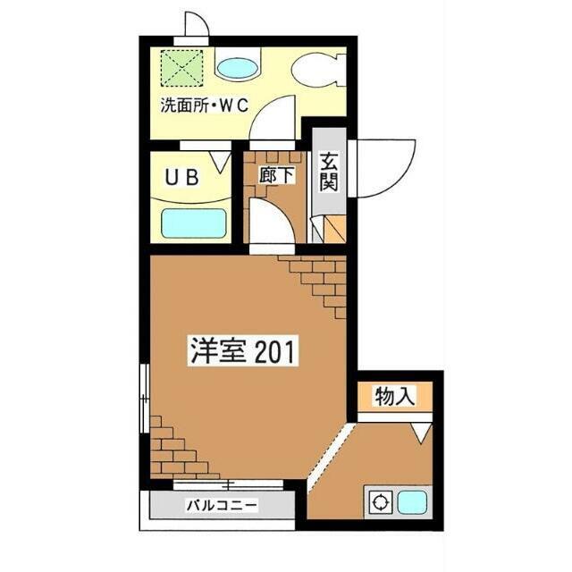 Y・Kコート(1K/2階)の間取り写真