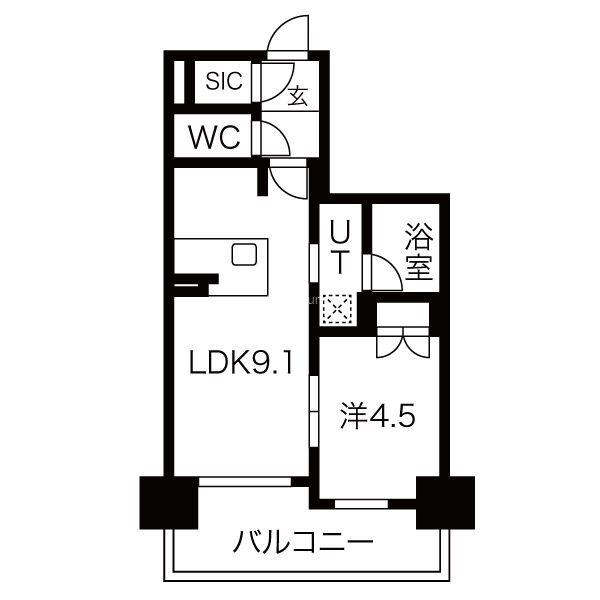 SK RESIDENCES SHINSAIBASHI 旧 SK RE(1LDK/11階)の間取り写真