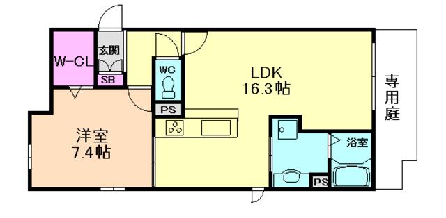 ALCIONE壱番館(1LDK/1階)の間取り写真