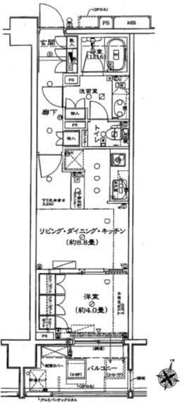 グローリオ新中野ブランデコ(1LDK/5階)の間取り写真