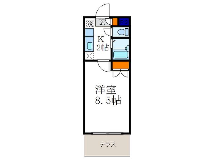 フローラ北泉(1K/1階)の間取り写真
