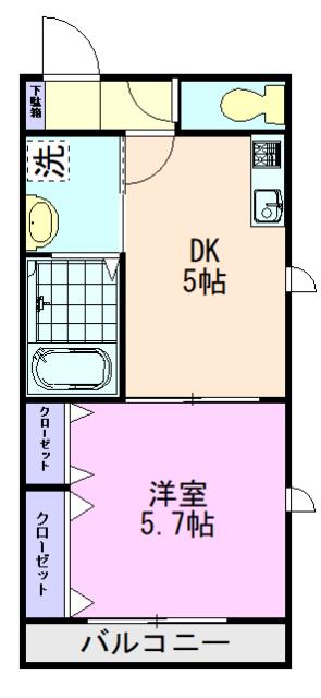 AVENIR(1DK/2階)の間取り写真