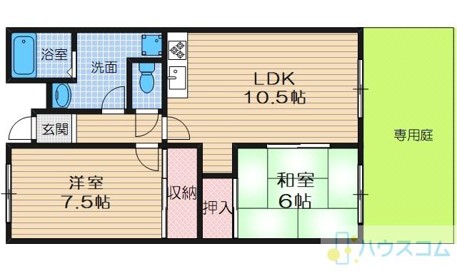 イーストコート沢良宜(2LDK/1階)の間取り写真