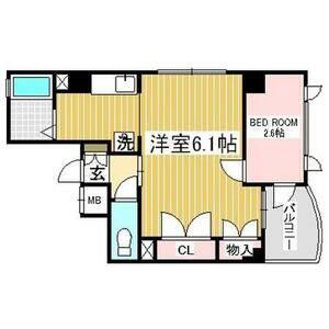 プリオーレ神戸II(1K/4階)の間取り写真