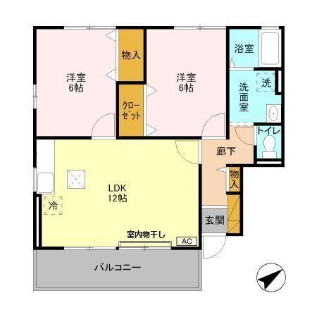アンソレイエ(2LDK/1階)の間取り写真