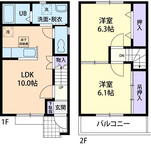 PRENDRE A(2LDK/1階)の間取り写真