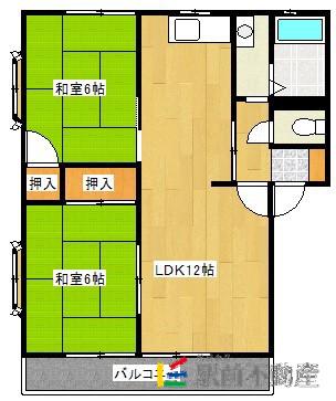ヒルサイド美しが丘A(2LDK/2階)の間取り写真