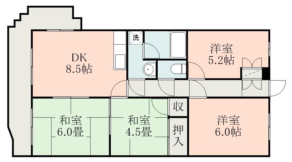 グランドゥールMARI(4DK/2階)の間取り写真