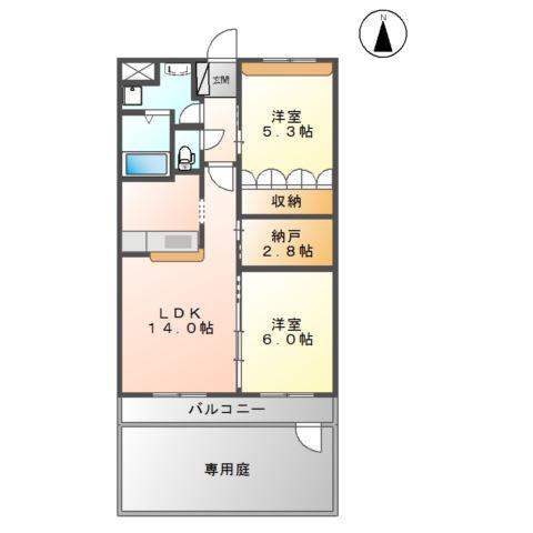 プランドールII(2LDK/1階)の間取り写真