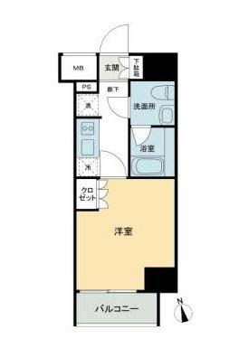 KDA GOTENYAMA(1K/8階)の間取り写真