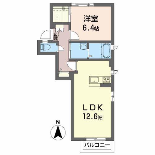 ドミール・サン(1LDK/2階)の間取り写真