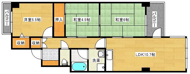 シャルマン千田町(3LDK/10階)の間取り写真