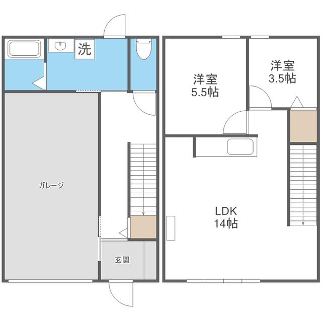ONE GARAGE NAGAOKA(2LDK/1階)の間取り写真
