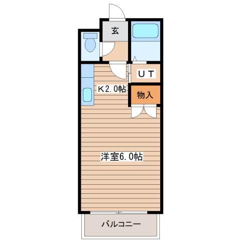 パレス発寒南(1K/2階)の間取り写真