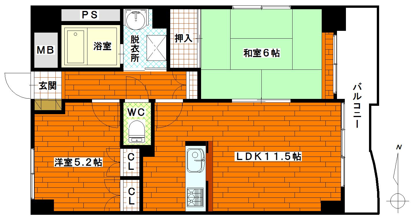 エールアヴェニュ(2LDK/9階)の間取り写真