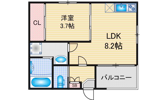 ハーモニーテラス瑠璃光町(1LDK/3階)の間取り写真