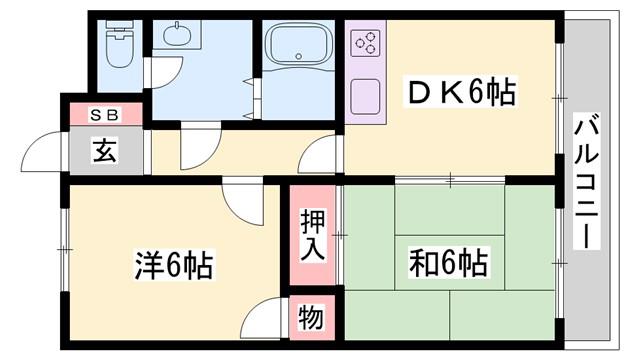 ベルメゾンK(2DK/3階)の間取り写真