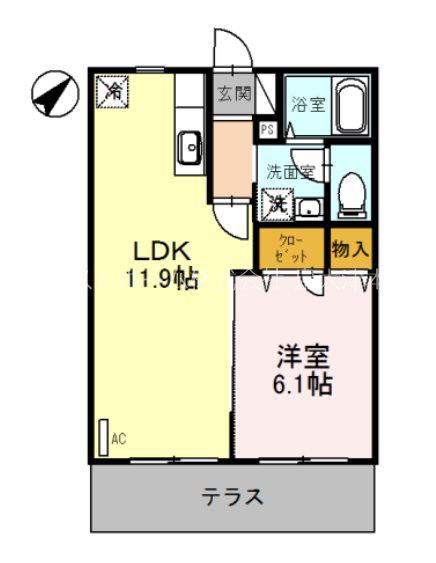 パル春日(1LDK/2階)の間取り写真