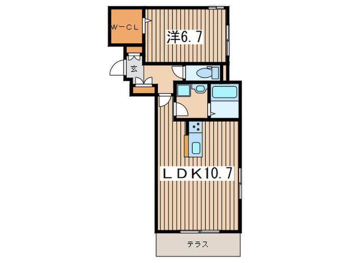 モザン鷺沼 イースト(1LDK/1階)の間取り写真