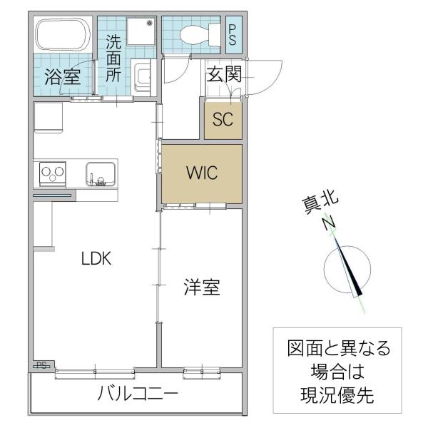 リベルテ水戸新荘(1LDK/1階)の間取り写真
