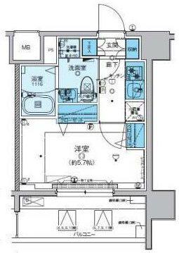リヴシティ横濱新川町弐番館(1K/3階)の間取り写真
