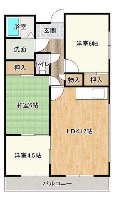 ハイツ四ツ池(3LDK/1階)の間取り写真
