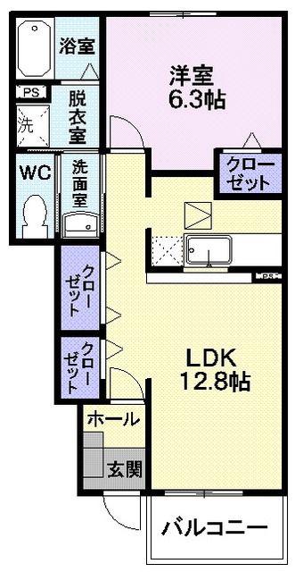 ベルク プラッツB(1LDK/1階)の間取り写真